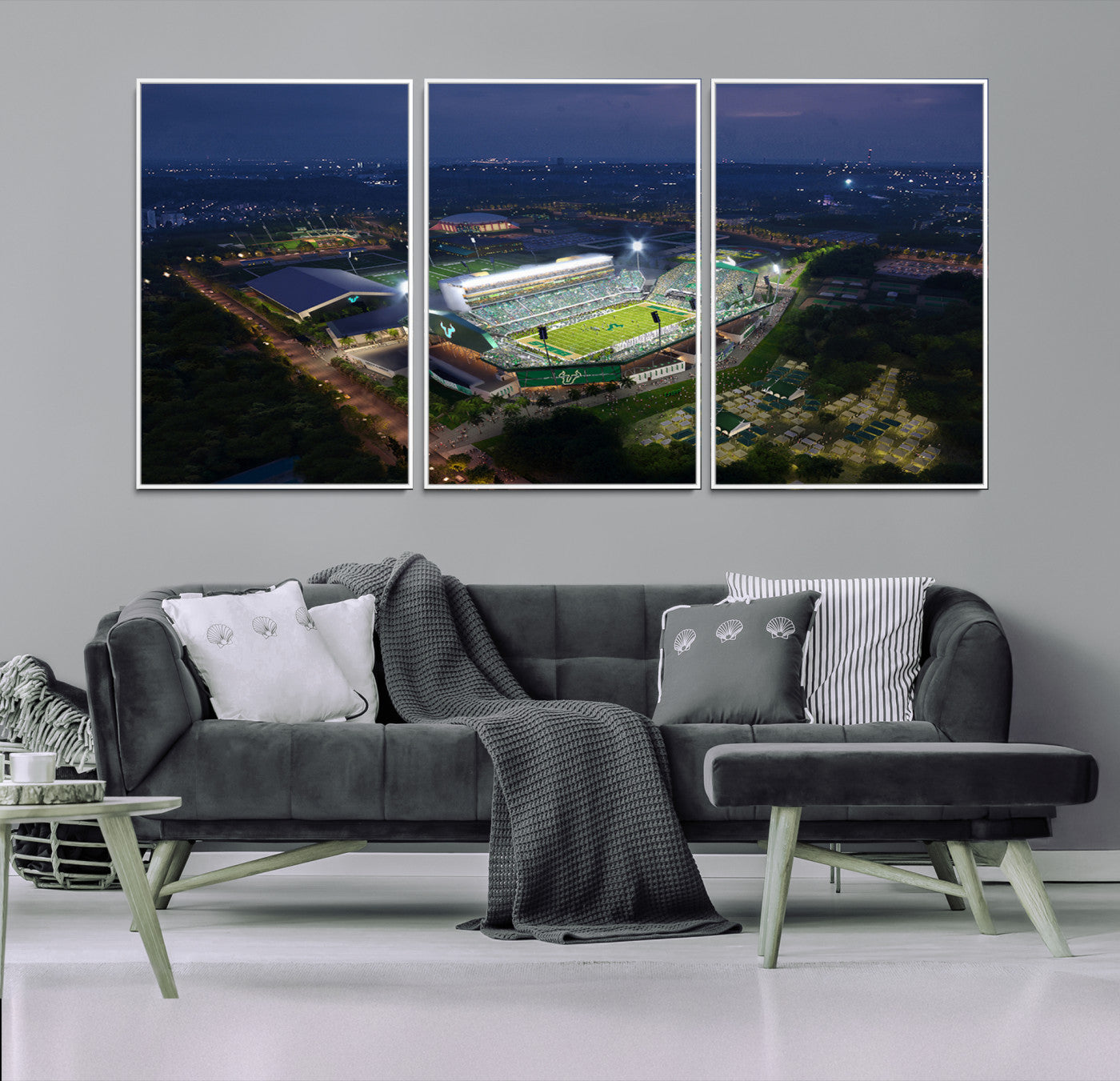 27554-MGV-CV-36X24-The University of South Florida Bulls Football Team Print - Tampa USF Football Stadium Wall Art Canvas Print