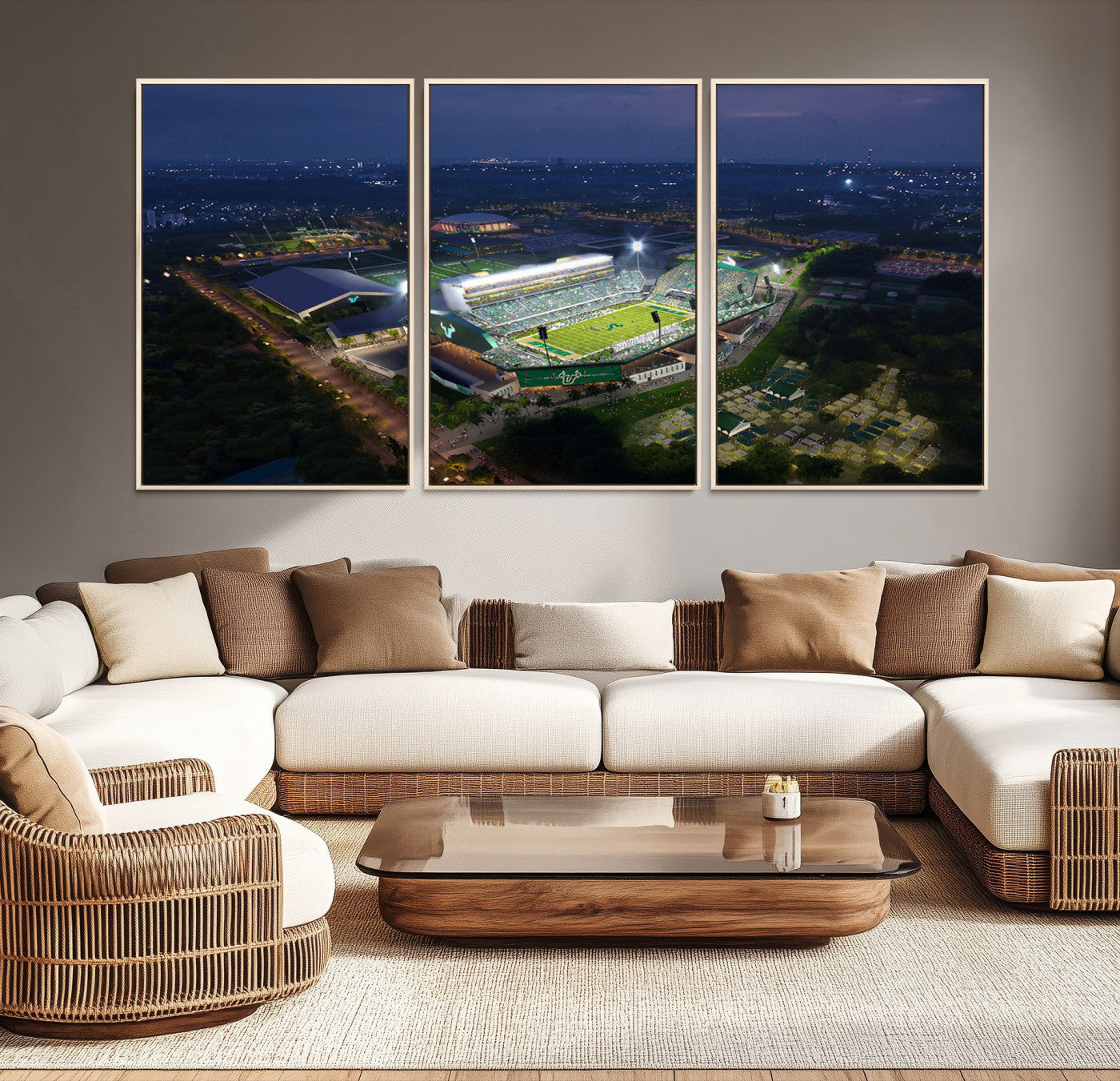 27554-MGV-CV-36X24-The University of South Florida Bulls Football Team Print - Tampa USF Football Stadium Wall Art Canvas Print