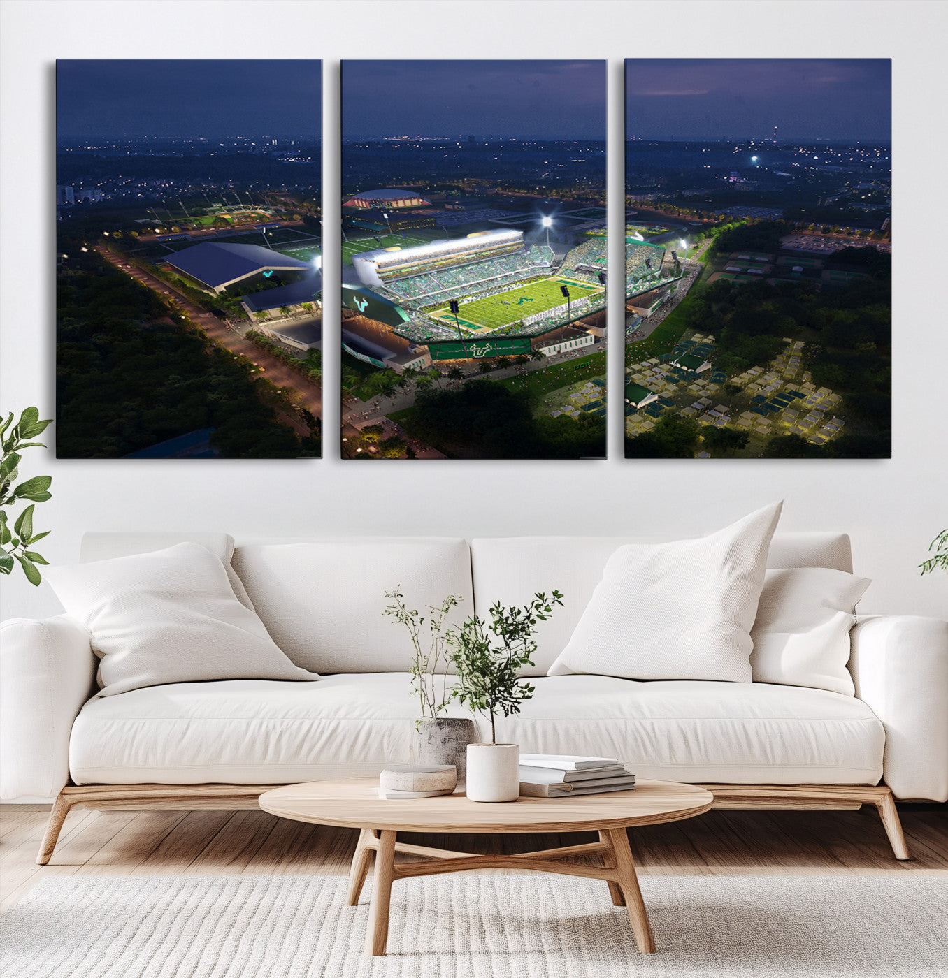 27554-MGV-CV-36X24-The University of South Florida Bulls Football Team Print - Tampa USF Football Stadium Wall Art Canvas Print