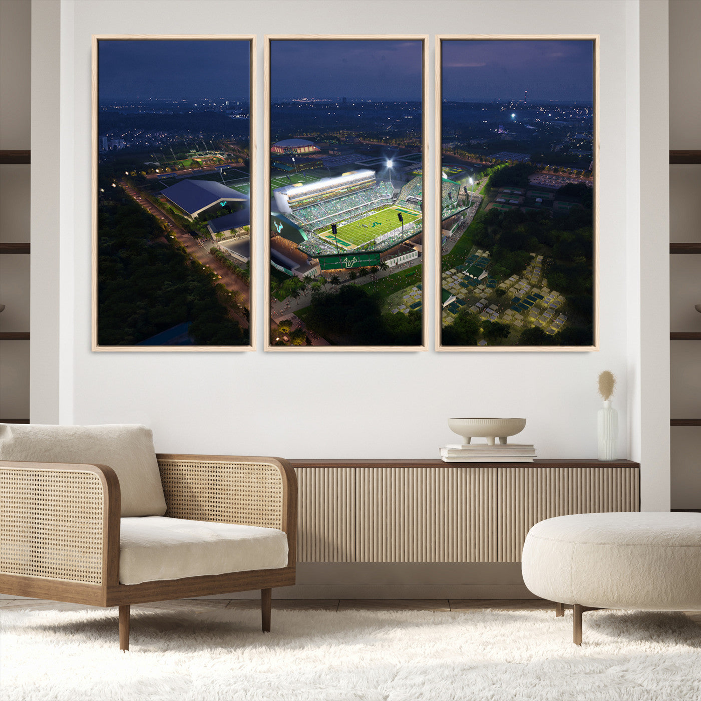 27554-MGV-FC-60X40-3P_Natural-The University of South Florida Bulls Football Team Print - Tampa USF Football Stadium Wall Art Canvas Print