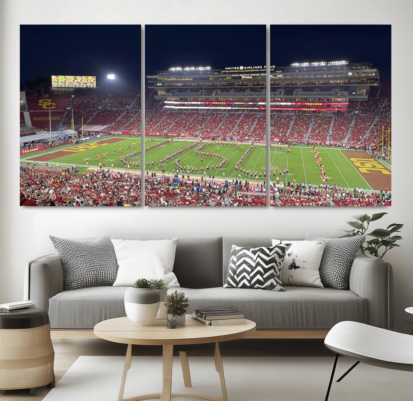 26280-MGV-CV-36X24-The University of Southern California USC Trojans Football Team Print - Los Angeles Memorial Coliseum Stadium Wall Art Canvas Print