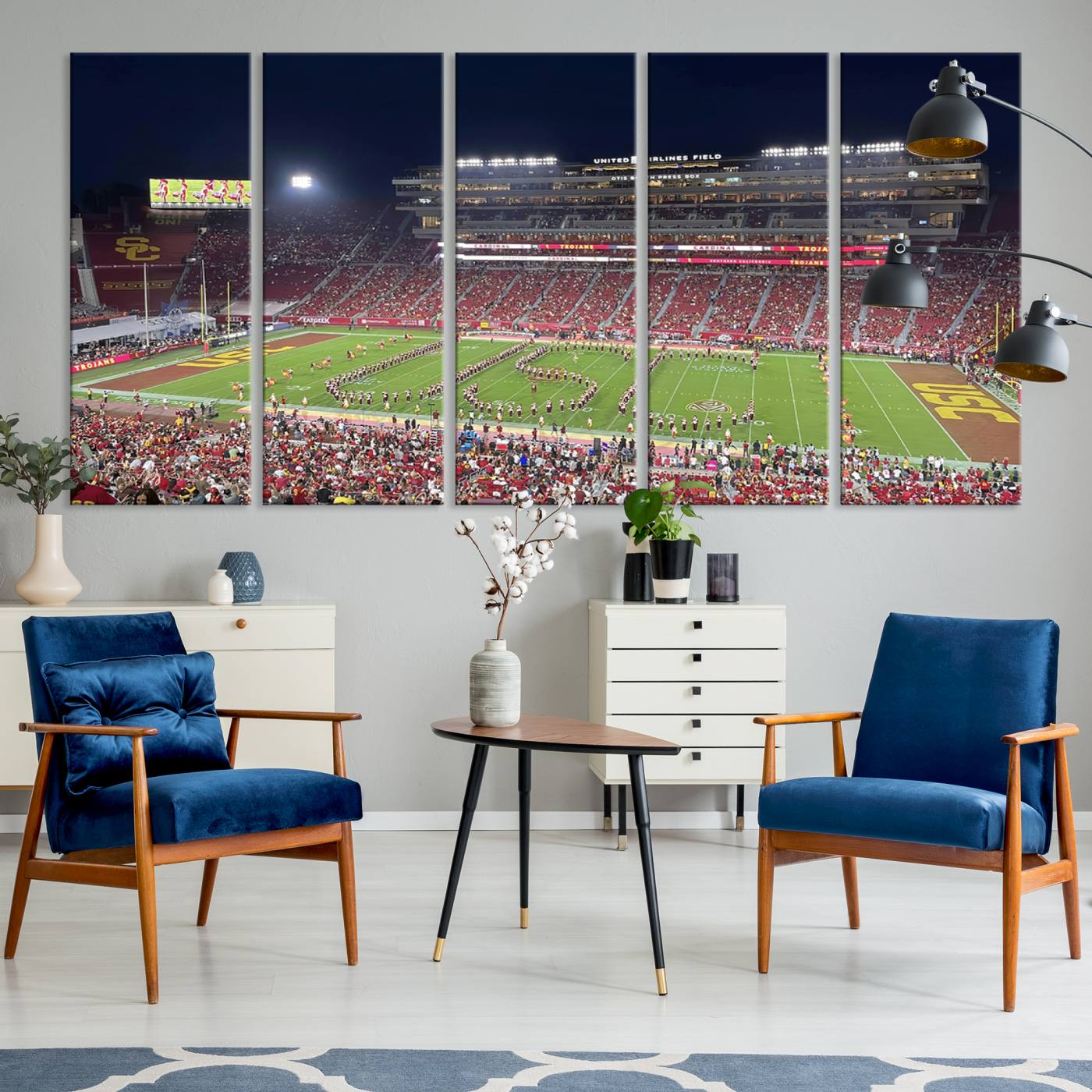 26280-MGV-CV-36X24-The University of Southern California USC Trojans Football Team Print - Los Angeles Memorial Coliseum Stadium Wall Art Canvas Print