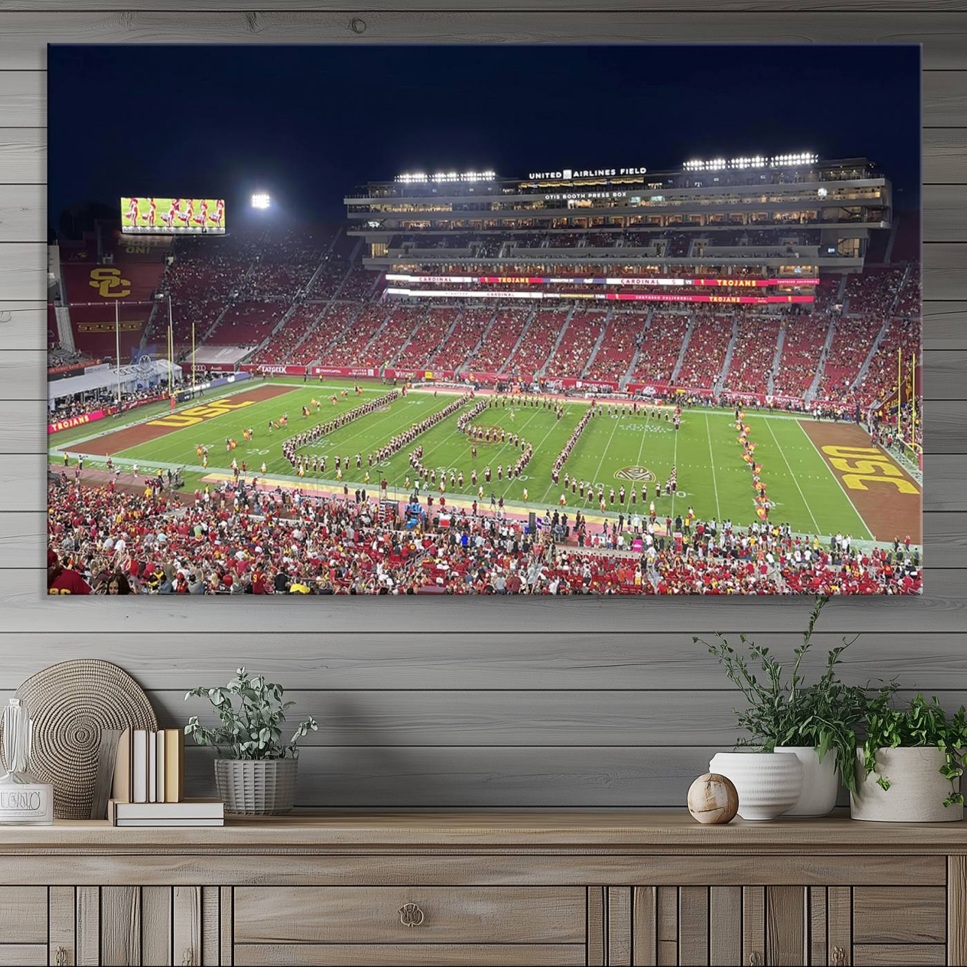 26280-MGV-CV-36X24-The University of Southern California USC Trojans Football Team Print - Los Angeles Memorial Coliseum Stadium Wall Art Canvas Print