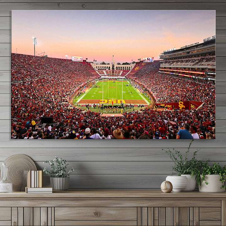 The University of Southern California USC Trojans Football Team Print - Los Angeles Memorial Coliseum Stadium Wall Art Canvas Print