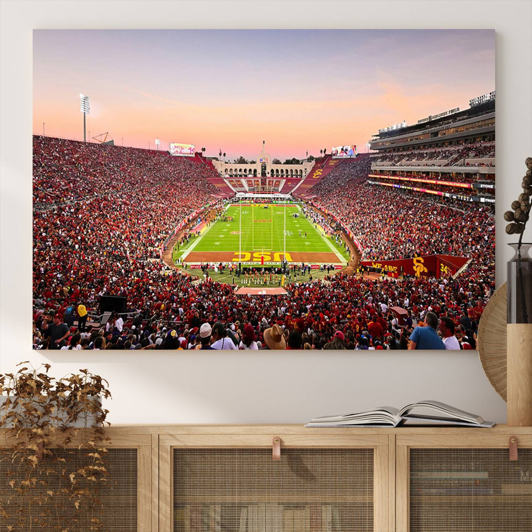 The University of Southern California USC Trojans Football Team Print - Los Angeles Memorial Coliseum Stadium Wall Art Canvas Print