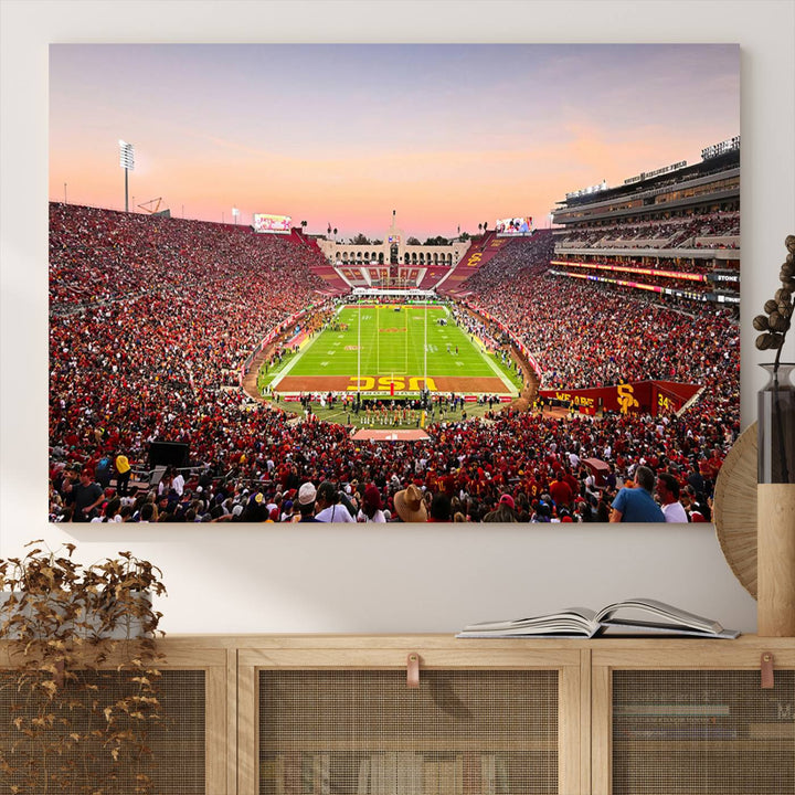 The University of Southern California USC Trojans Football Team Print - Los Angeles Memorial Coliseum Stadium Wall Art Canvas Print