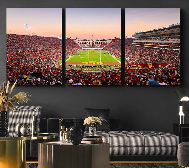 The University of Southern California USC Trojans Football Team Print - Los Angeles Memorial Coliseum Stadium Wall Art Canvas Print