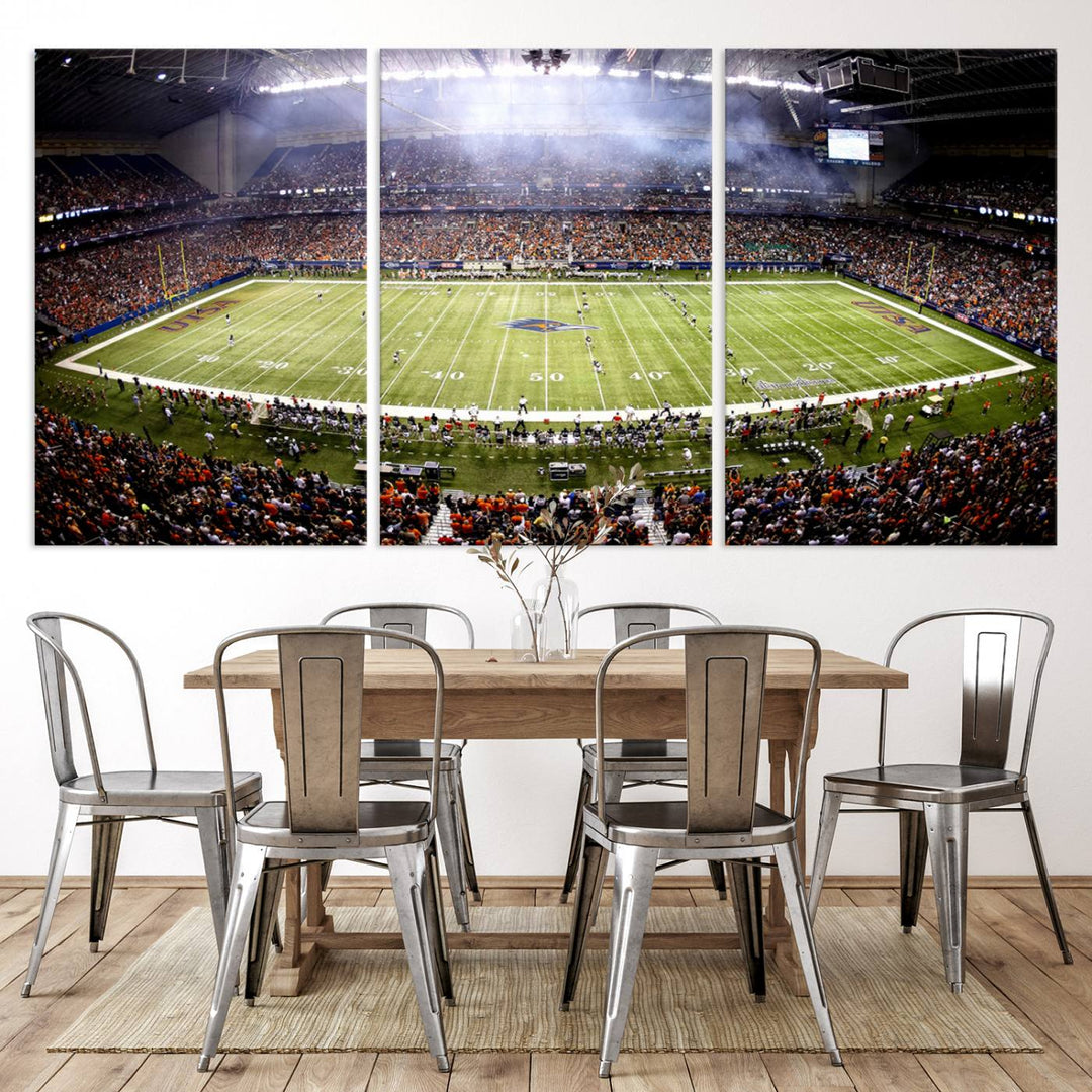 46972-MGV-CV-36X24-The University of Texas at San Antonio Roadrunners Football Team Print - San Antonio Alamodome Wall Art Canvas Print