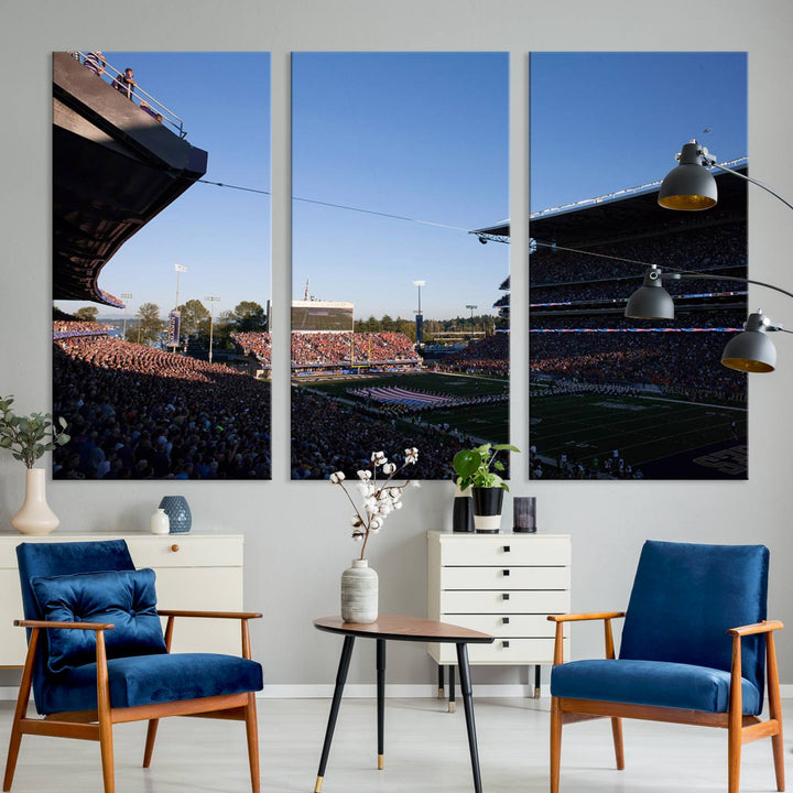 The University of Washington Huskies Football Team Print - Seattle Husky Stadium Wall Art Canvas Print