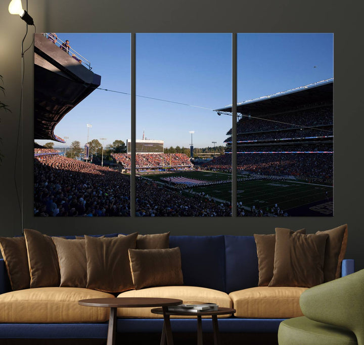 The University of Washington Huskies Football Team Print - Seattle Husky Stadium Wall Art Canvas Print