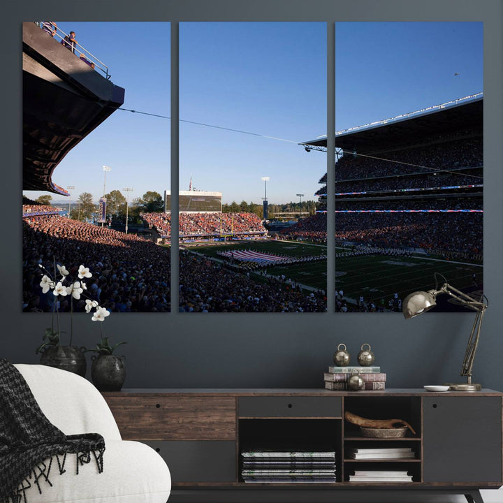 The University of Washington Huskies Football Team Print - Seattle Husky Stadium Wall Art Canvas Print