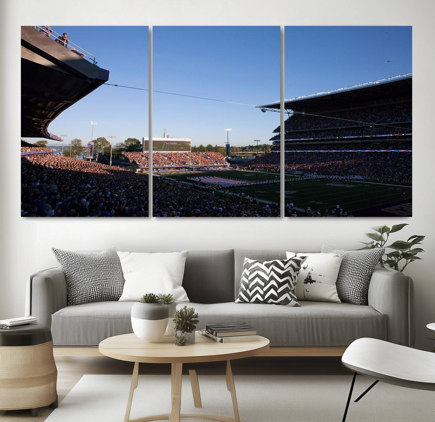 55028-MGV-CV-36X24-The University of Washington Huskies Football Team Print - Seattle Husky Stadium Wall Art Canvas Print