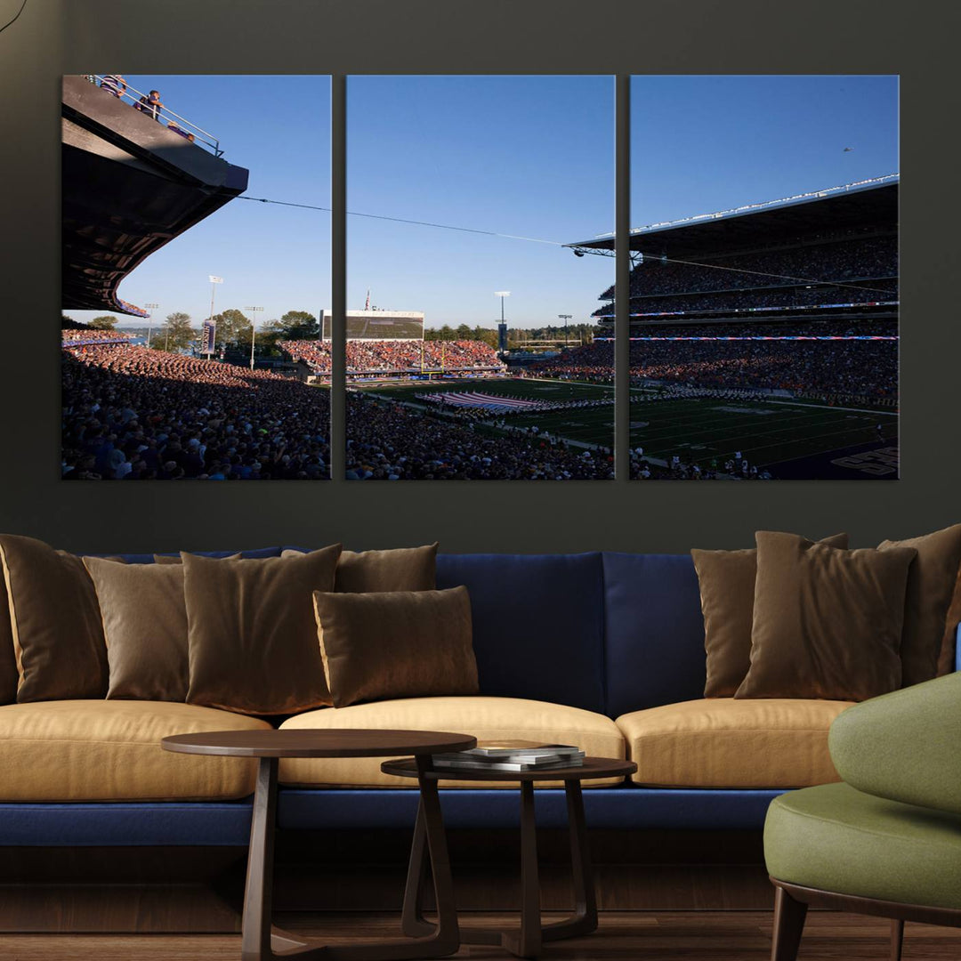 55028-MGV-CV-36X24-The University of Washington Huskies Football Team Print - Seattle Husky Stadium Wall Art Canvas Print