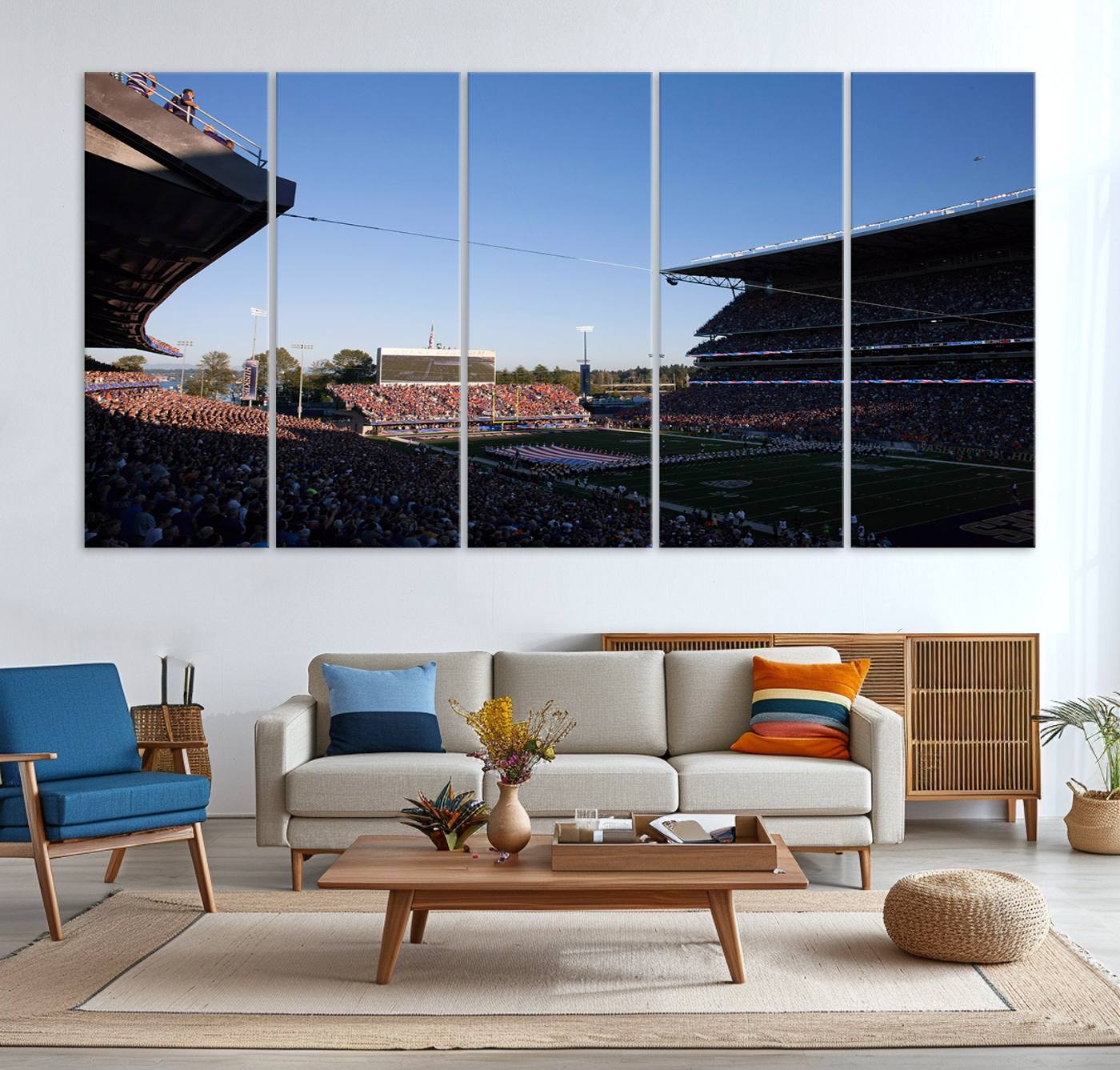 55028-MGV-CV-36X24-The University of Washington Huskies Football Team Print - Seattle Husky Stadium Wall Art Canvas Print