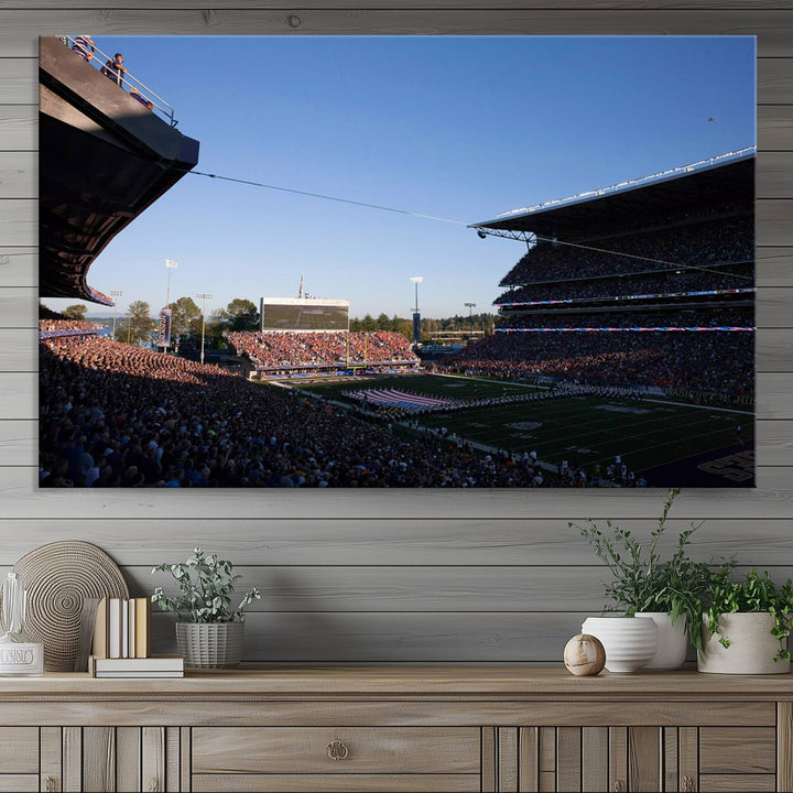 The University of Washington Huskies Football Team Print - Seattle Husky Stadium Wall Art Canvas Print