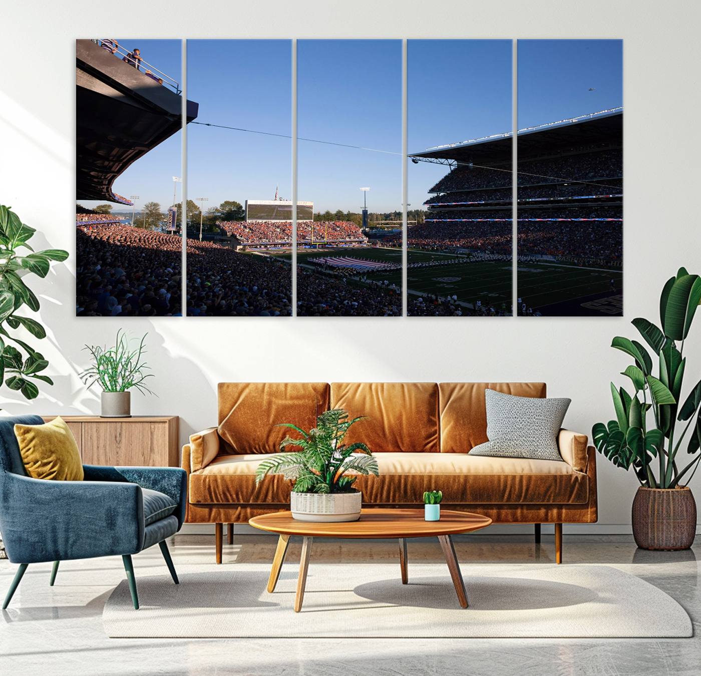 55028-MGV-CV-36X24-The University of Washington Huskies Football Team Print - Seattle Husky Stadium Wall Art Canvas Print