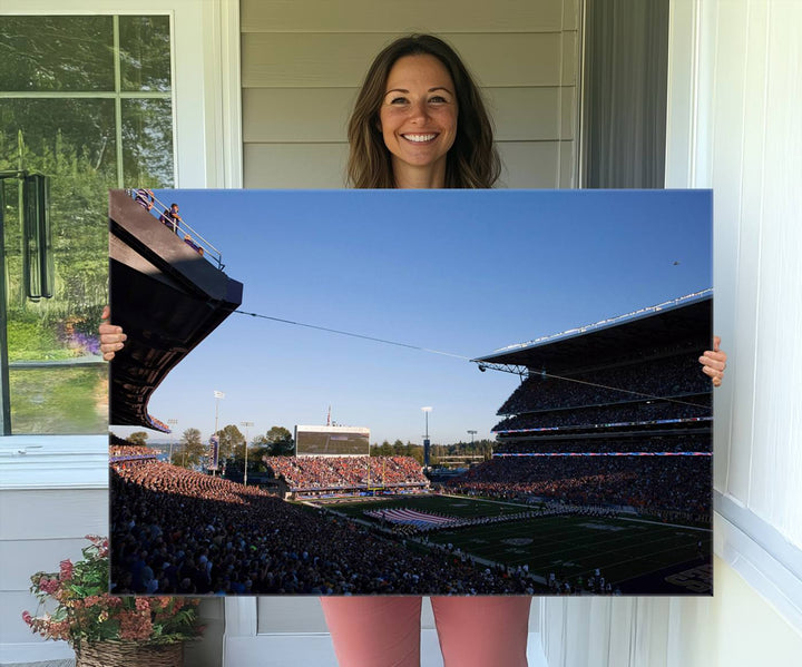The University of Washington Huskies Football Team Print - Seattle Husky Stadium Wall Art Canvas Print