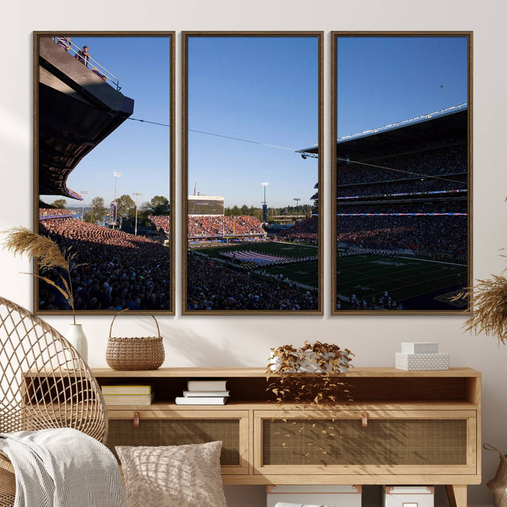 55028-MGV-FC-48X32-3P_Walnut-The University of Washington Huskies Football Team Print - Seattle Husky Stadium Wall Art Canvas Print