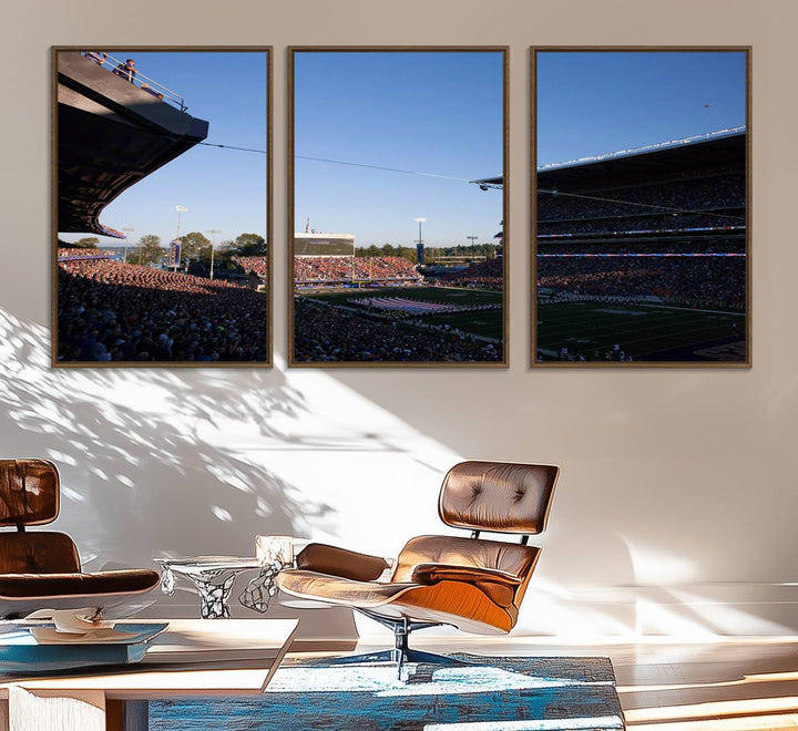 55028-MGV-FC-60X30-3P_Walnut-The University of Washington Huskies Football Team Print - Seattle Husky Stadium Wall Art Canvas Print