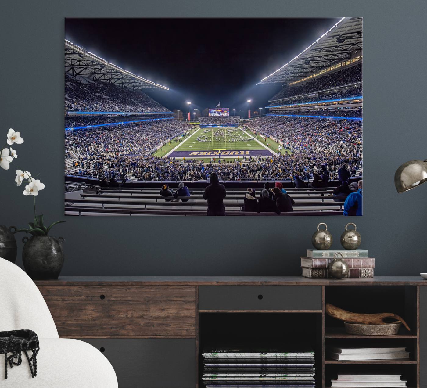 The University of Washington Huskies Football Team Print - Seattle Husky Stadium Wall Art Canvas Print