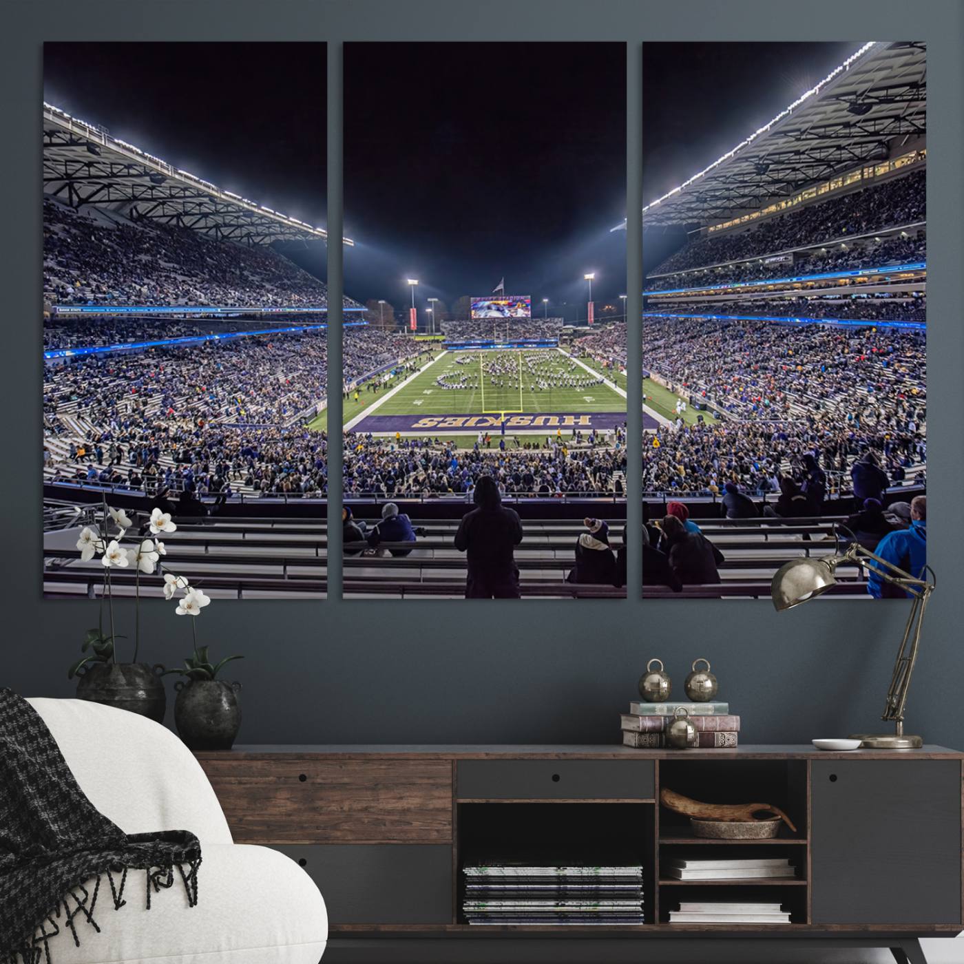 The University of Washington Huskies Football Team Print - Seattle Husky Stadium Wall Art Canvas Print