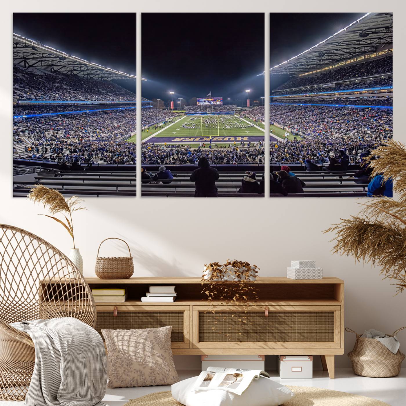85780-MGV-CV-36X24-The University of Washington Huskies Football Team Print - Seattle Husky Stadium Wall Art Canvas Print