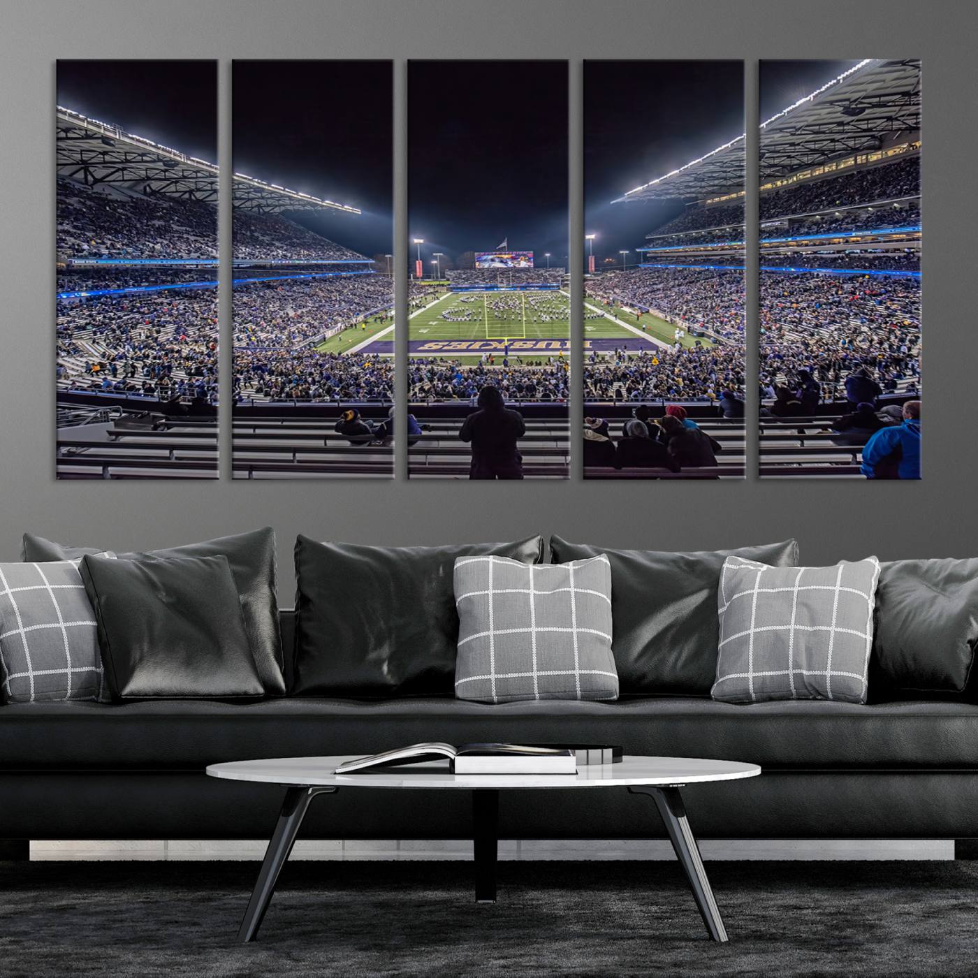85780-MGV-CV-36X24-The University of Washington Huskies Football Team Print - Seattle Husky Stadium Wall Art Canvas Print