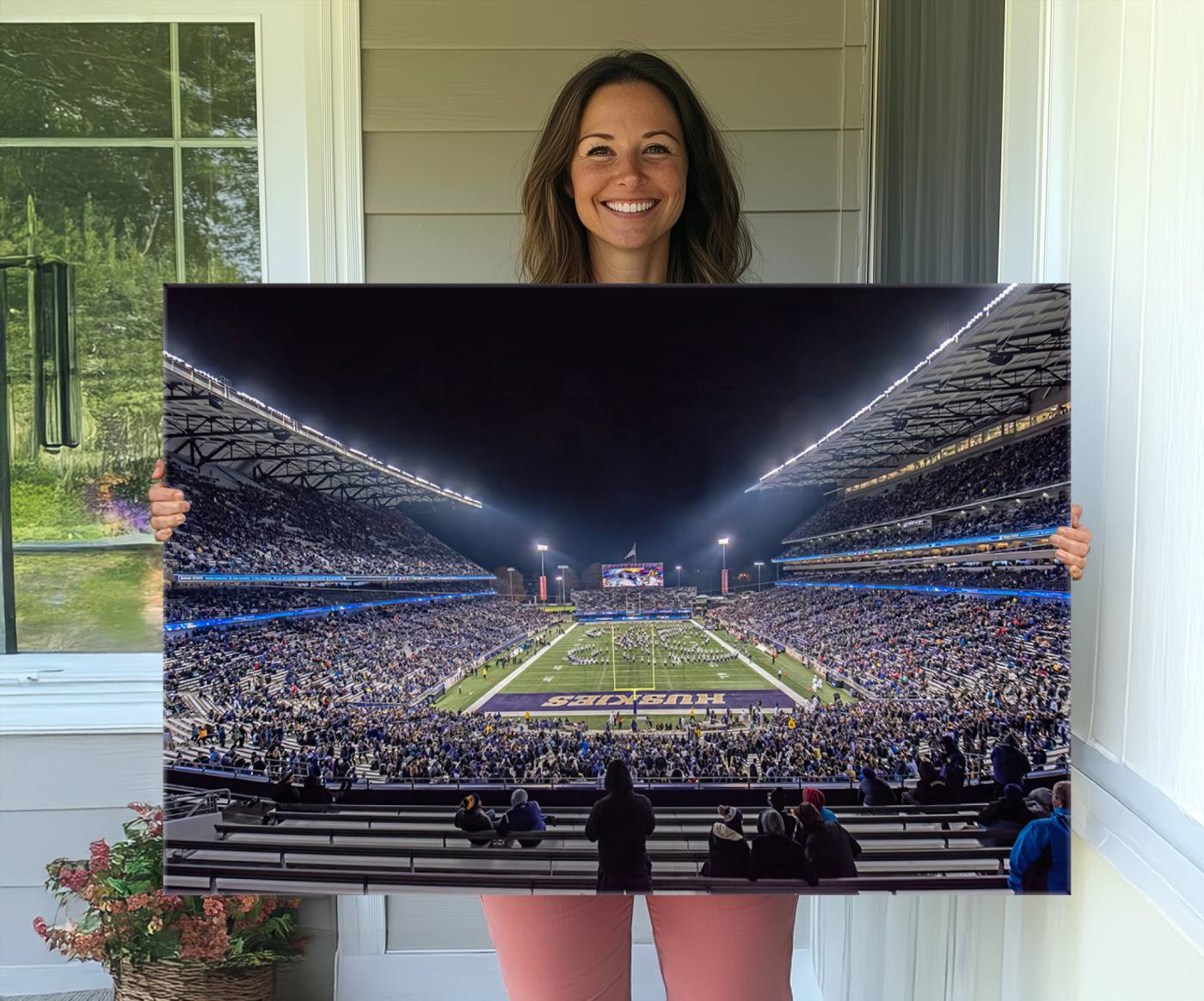 The University of Washington Huskies Football Team Print - Seattle Husky Stadium Wall Art Canvas Print