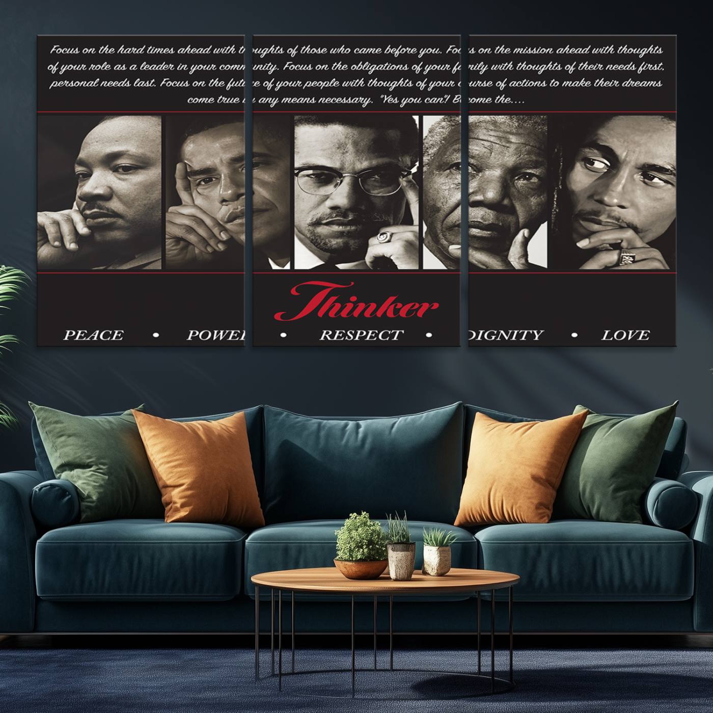 Thinkers of Wall Art Canvas Print - Inspirational Wall Art Featuring Icons of Peace, Power, and Respect | Framed & Ready to Hang