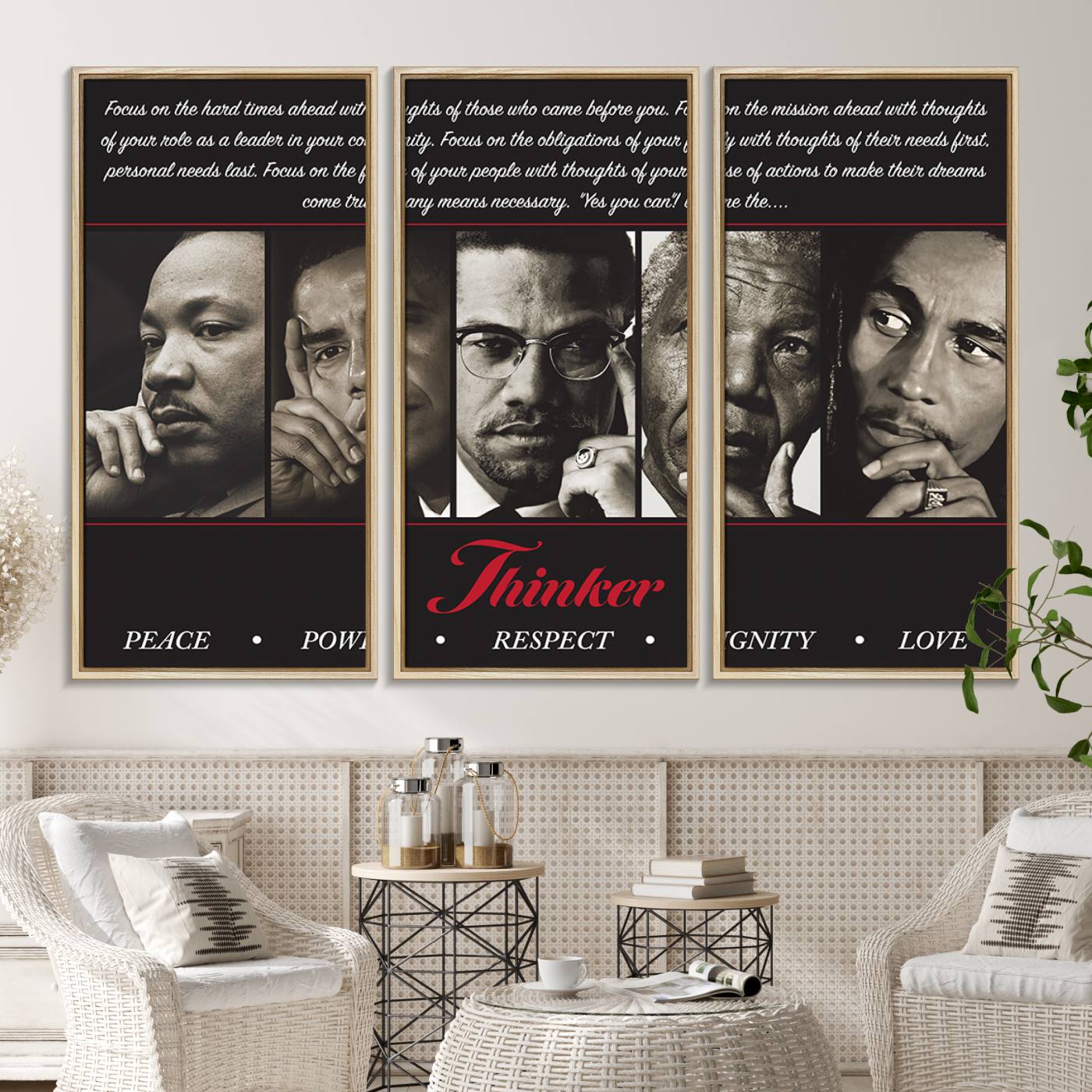 Thinkers of Wall Art Canvas Print - Inspirational Wall Art Featuring Icons of Peace, Power, and Respect | Framed & Ready to Hang
