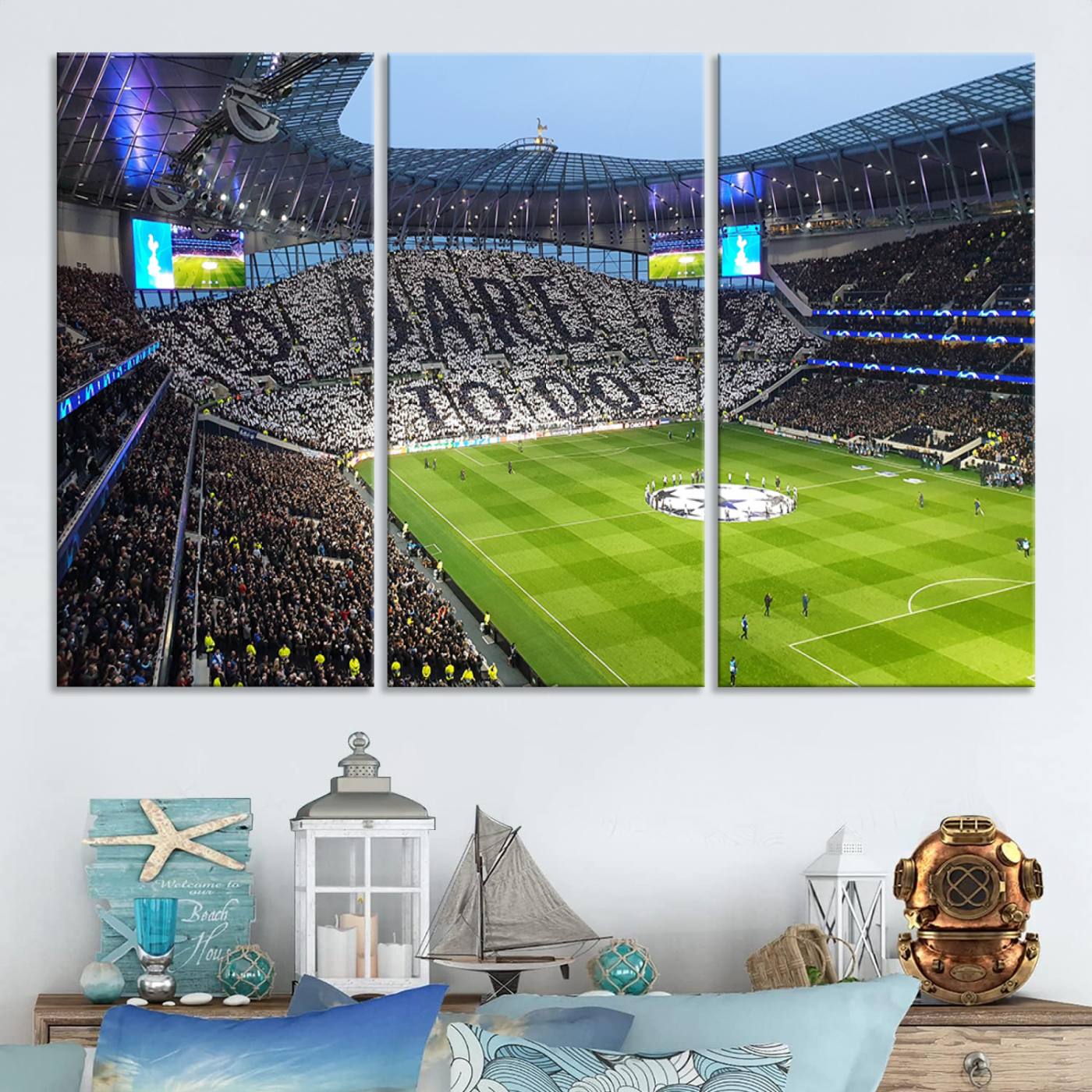 Tottenham Hotspur Stadium Canvas Print, Match Day Triple Canvas Wall Art - Premier League Football
