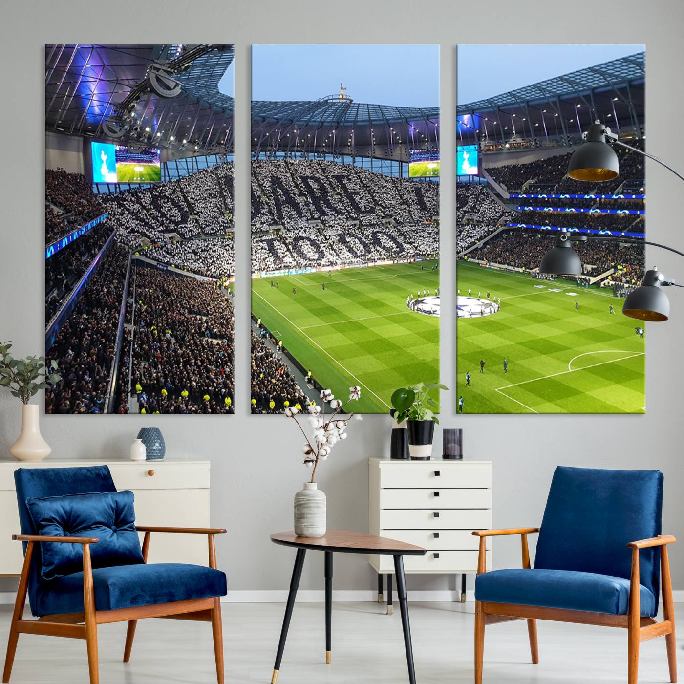 Tottenham Hotspur Stadium Canvas Print, Match Day Triple Canvas Wall Art - Premier League Football