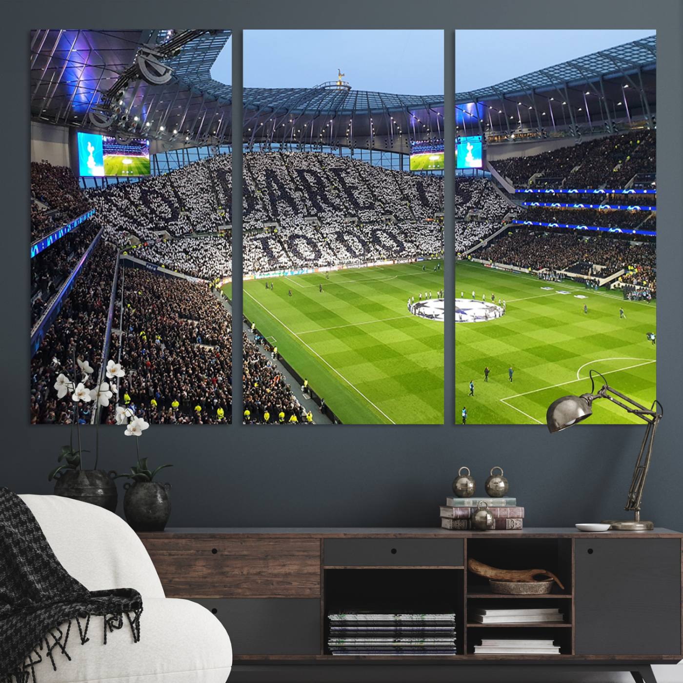 Tottenham Hotspur Stadium Canvas Print, Match Day Triple Canvas Wall Art - Premier League Football