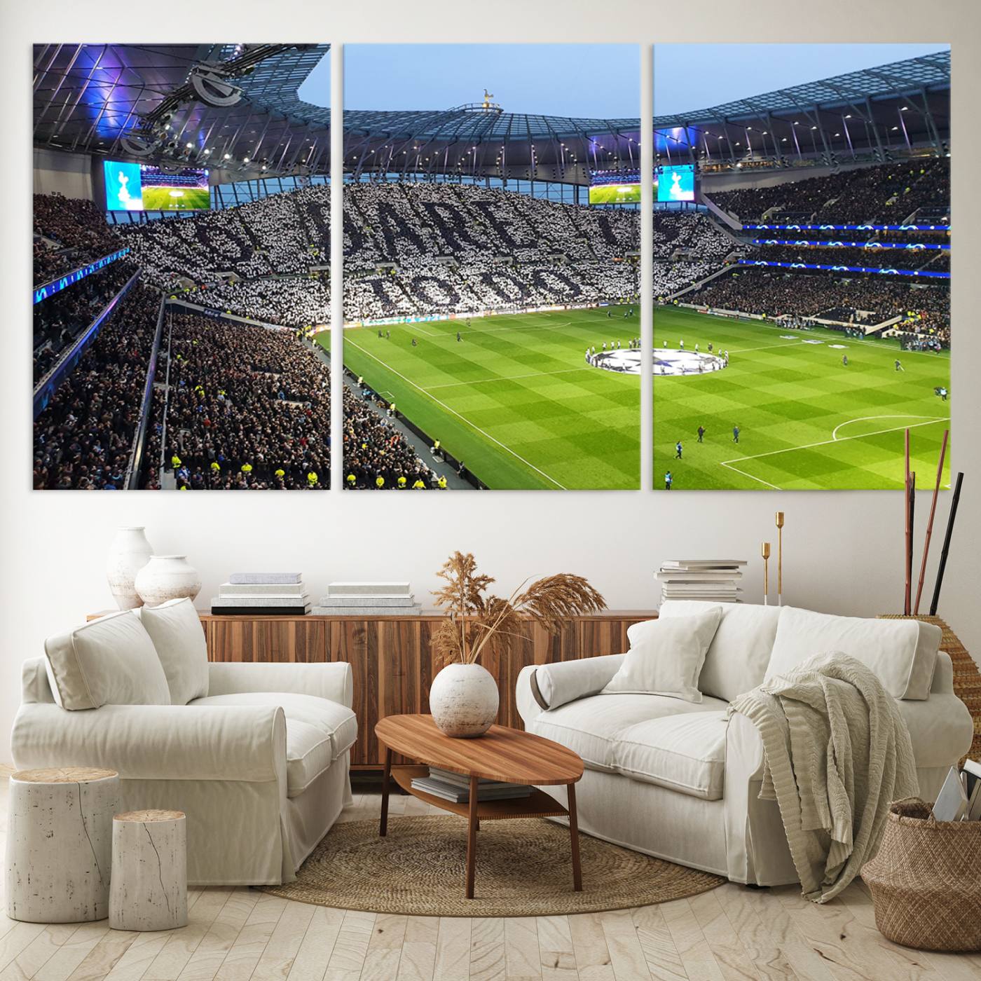 Tottenham Hotspur Stadium Canvas Print, Match Day Triple Canvas Wall Art - Premier League Football