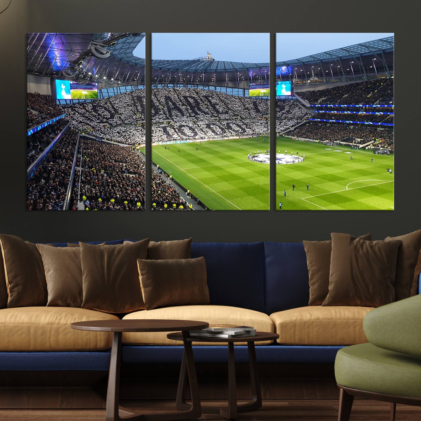 Tottenham Hotspur Stadium Canvas Print, Match Day Triple Canvas Wall Art - Premier League Football