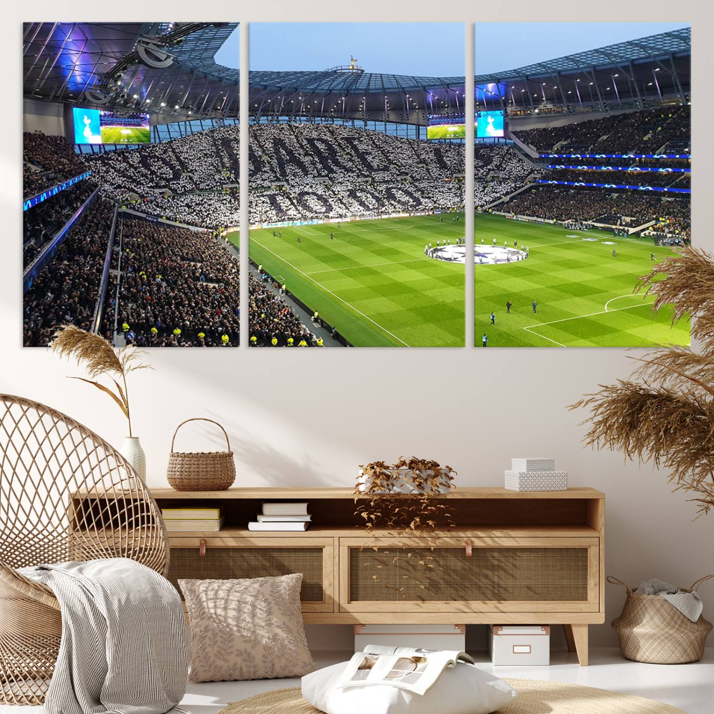 38765-MGV-CV-36X24-Tottenham Hotspur Stadium Canvas Print, Match Day Triple Canvas Wall Art - Premier League Football