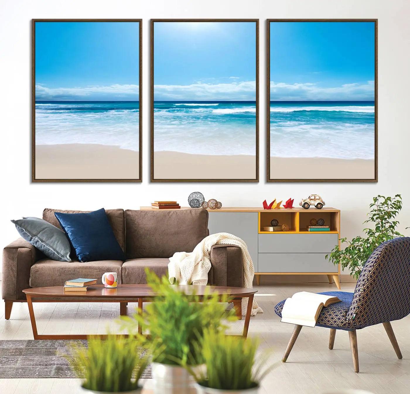79903-MGV-CV-36X24-Tranquil Ocean Waves Canvas Wall Art Print – Bright Coastal Beach Wall Decor for Home or Office –