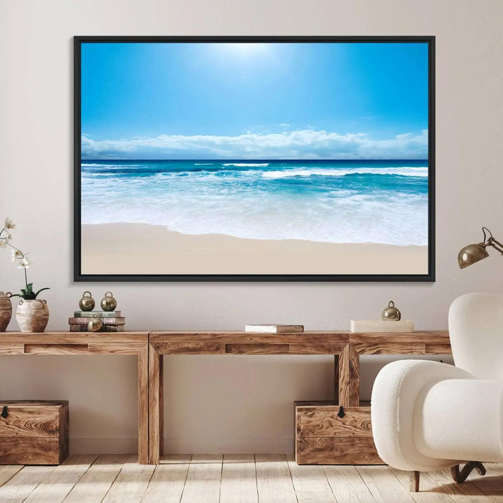 79903-MGV-FC-36X24_Black-Tranquil Ocean Waves Canvas Wall Art Print – Bright Coastal Beach Wall Decor for Home or Office – Vibrant Ocean Print – Ready to Hang