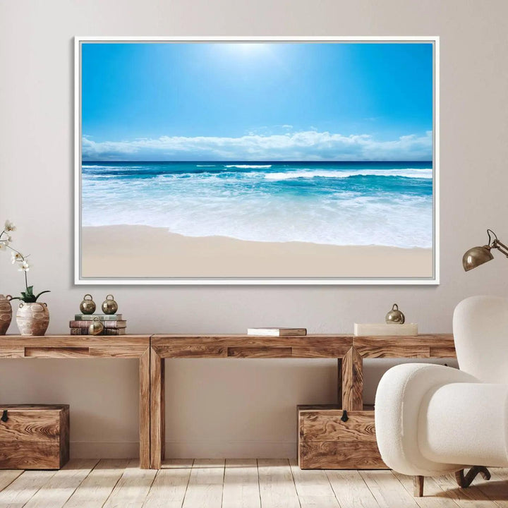 79903-MGV-FC-36X24_White-Tranquil Ocean Waves Canvas Wall Art Print – Bright Coastal Beach Wall Decor for Home or Office – Vibrant Ocean Print – Ready to Hang