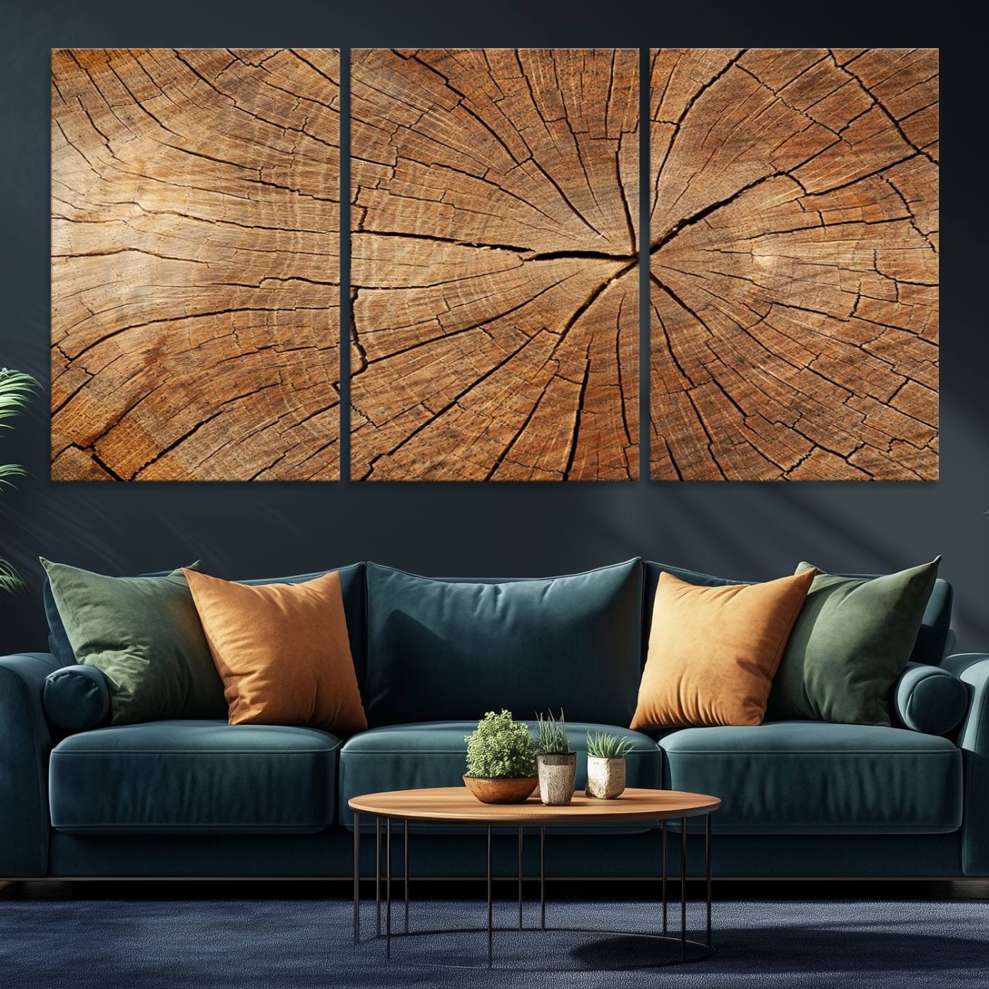 Tree Ring Canvas Art, Rustic Wood Grain Wall Art, Tree Slice Decor for Modern Homes, Giclee Multi-Panel Print, Tree Ring Wall Art Set