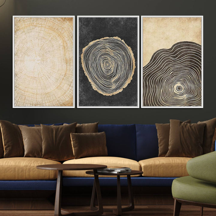 Tree Rings Canvas Wall Art Print – Minimalist Natural History in Modern Decor - Minimalist Boho Wall Art - Ready to Hang