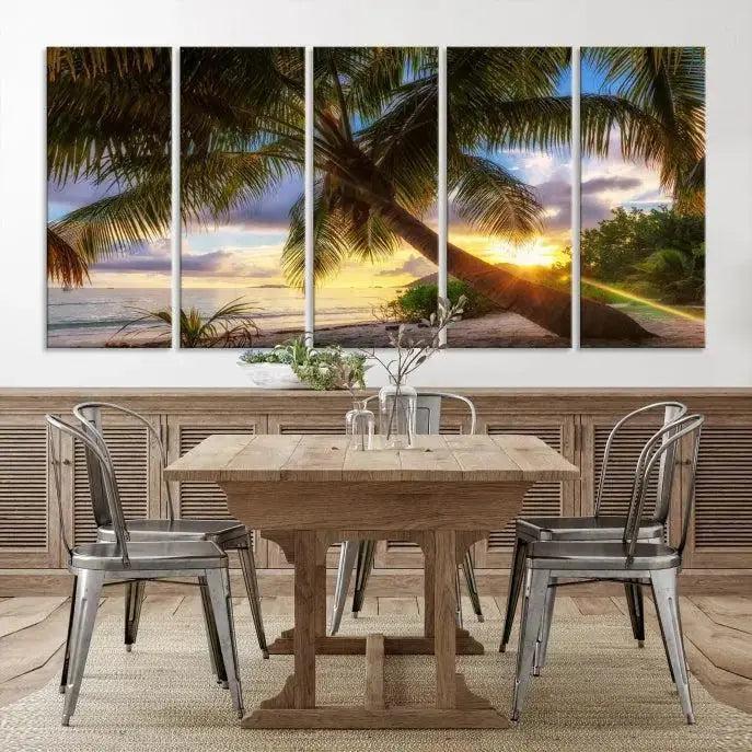 Edit-Images-Tropical Island Sunset on the Beach Palms Wall Art Canvas Print