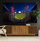 50582-MGV-CV-36X24-Truist Park Atlanta Braves Baseball Stadium Wall Art Print | Large 3-Panel Canvas Print for Sports Fans | Framed, Ready-to-Hang Baseball