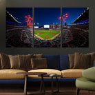 50582-MGV-CV-36X24-Truist Park Atlanta Braves Baseball Stadium Wall Art Print | Large 3-Panel Canvas Print for Sports Fans | Framed, Ready-to-Hang Baseball