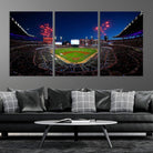 50582-MGV-CV-36X24-Truist Park Atlanta Braves Baseball Stadium Wall Art Print | Large 3-Panel Canvas Print for Sports Fans | Framed, Ready-to-Hang Baseball