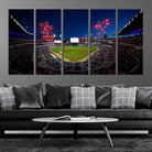 50582-MGV-CV-36X24-Truist Park Atlanta Braves Baseball Stadium Wall Art Print | Large 3-Panel Canvas Print for Sports Fans | Framed, Ready-to-Hang Baseball