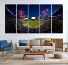 50582-MGV-CV-36X24-Truist Park Atlanta Braves Baseball Stadium Wall Art Print | Large 3-Panel Canvas Print for Sports Fans | Framed, Ready-to-Hang Baseball