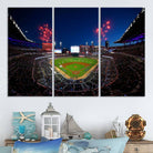 50582-MGV-CV-48X32-3P-Truist Park Atlanta Braves Baseball Stadium Wall Art Print | Large 3-Panel Canvas Print for Sports Fans | Framed, Ready-to-Hang Baseball