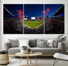50582-MGV-CV-60X30-3P-Truist Park Atlanta Braves Baseball Stadium Wall Art Print | Large 3-Panel Canvas Print for Sports Fans | Framed, Ready-to-Hang Baseball