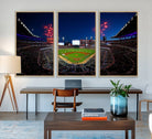 50582-MGV-FC-48X32-3P_Natural-Truist Park Atlanta Braves Baseball Stadium Wall Art Print | Large 3-Panel Canvas Print for Sports Fans | Framed, Ready-to-Hang Baseball